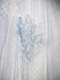 Blue Tulle Lace Long Prom Dress, Shiny A-Line Short Sleeve Evening Dress HZ1024