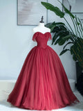 Burgundy Sweetheart Neckline Long Formal Dress, A-Line Strapless Evening Dress HZ1024