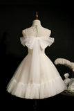 Cute Spaghetti Strap Lace Short Party Dresses, A-Line Evening Dresses HZ1024