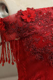 Burgundy Lace Long Formal Evening Dress, A-Line Lace Ball Gown HZ1024
