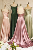 Simple Satin Long Prom Dresses, A-Line Evening Party Dresses HZ1024