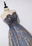 A-Line Strapless Tulle Long Prom Dresses, Cute Evening Party Dresses HZ1024