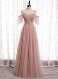 Pink Tulle Long Prom Dresses, A-Line Evening Party Dresses HZ1024