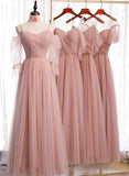 Pink Tulle Long Prom Dresses, A-Line Evening Party Dresses HZ1024
