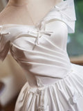 White Satin Butterfly Bow Party Dresses, Lovely A-Line Evening Homecoming Dress HZ1024