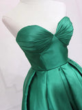 Green Satin High Low Party Dresses, Strapless Green Homecoming Dresses HZ1024
