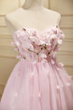 Pink Tulle Short Prom Dress, Pink A-Line Strapless Homecoming Dress HZ1024