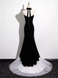 Black and White Mermaid Long Formal Dress Evening Dress, Black and White Prom Dress HZ1024